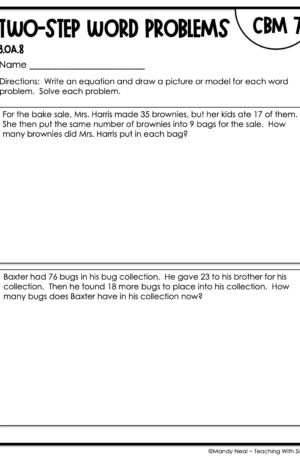 3rd Grade Two-Step Word Problems Intervention Assessment 7