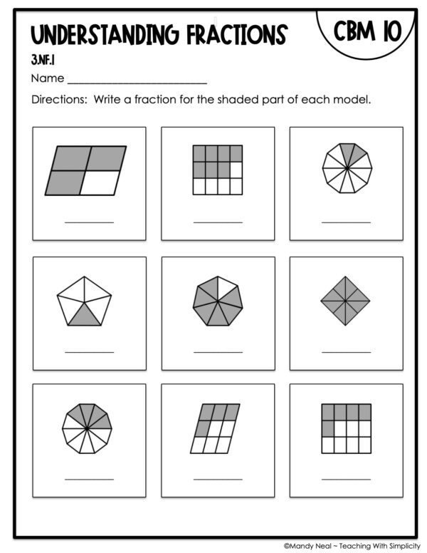 3rd Grade Understanding Fractions Intervention Assessment 10