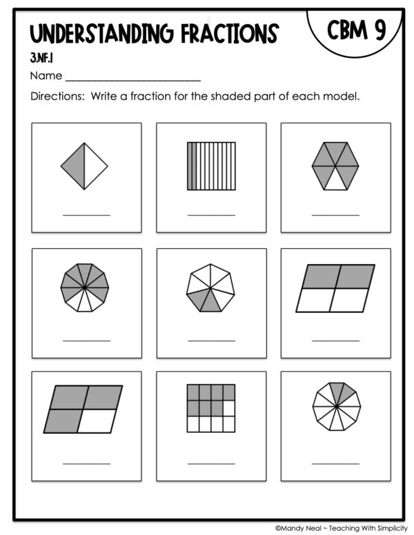 3rd Grade Understanding Fractions Intervention Assessment 9