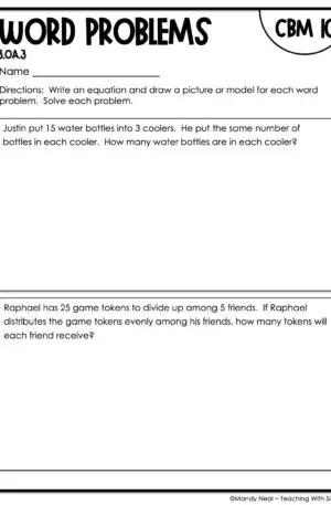 3rd Grade Word Problems Intervention Assessment 10