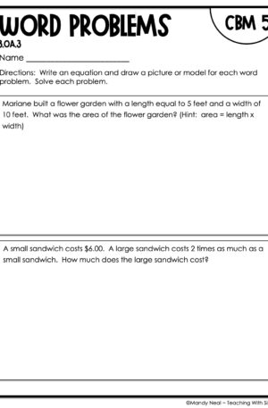 3rd Grade Word Problems Intervention Assessment 5