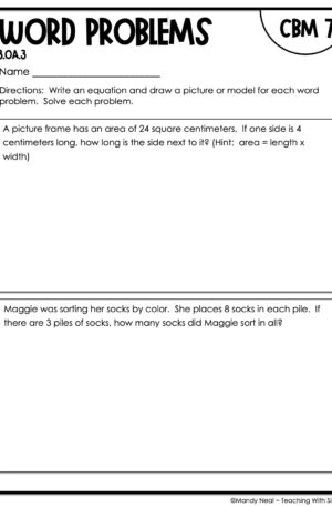 3rd Grade Word Problems Intervention Assessment 7