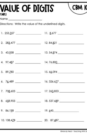 4th Grade Value of Digits Intervention Assessment 10