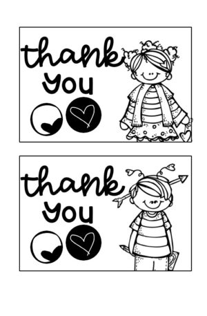 Valentine's Thank You Card Black and White 1