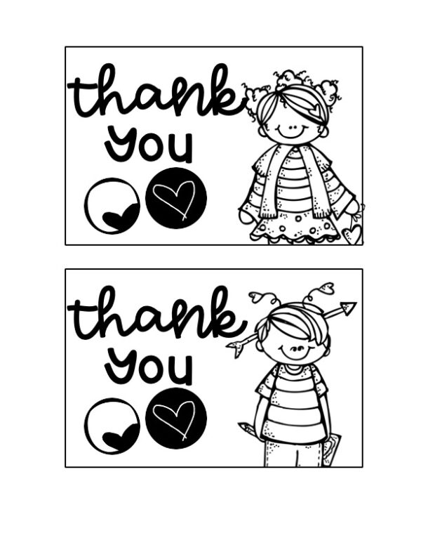 Valentine's Thank You Card Black and White 1