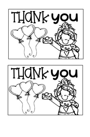 Valentine's Thank You Card Black and White 3