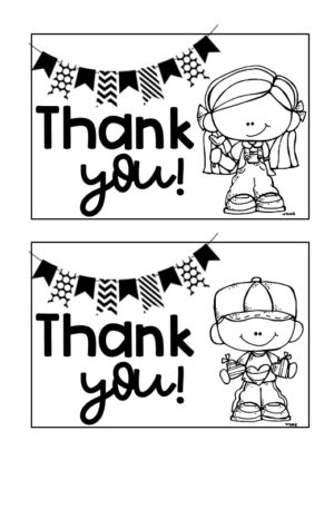 Valentine's Thank You Card Black and White 4