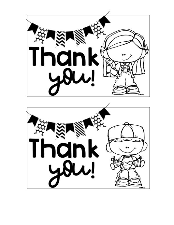 Valentine's Thank You Card Black and White 4