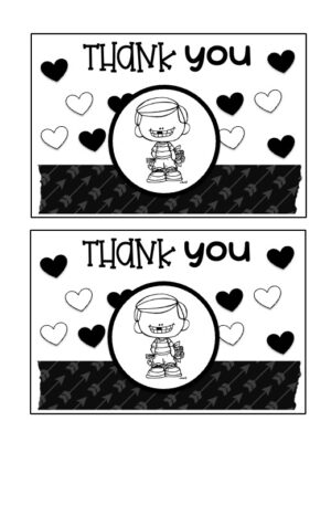 Valentine's Thank You Card Black and White 6