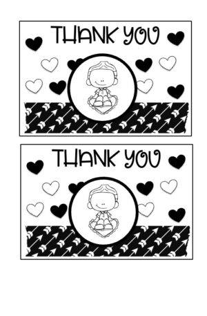 Valentine's Thank You Card Black and White 7