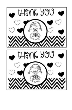 Valentine's Thank You Card Black and White 8