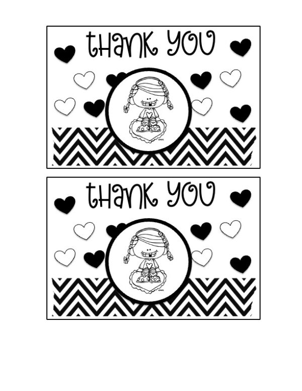 Valentine's Thank You Card Black and White 8