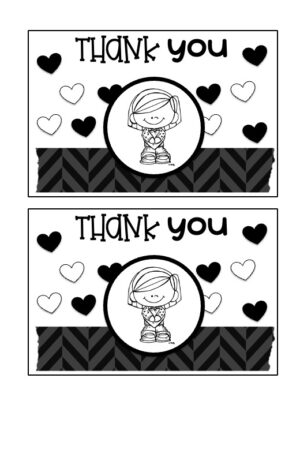 Valentine's Thank You Card Black and White 9