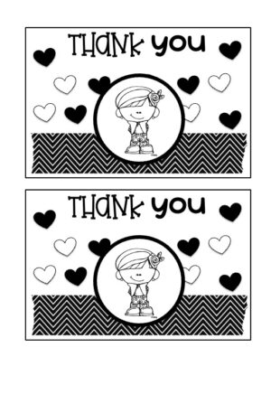 Valentine's Thank You Card Black and White 10