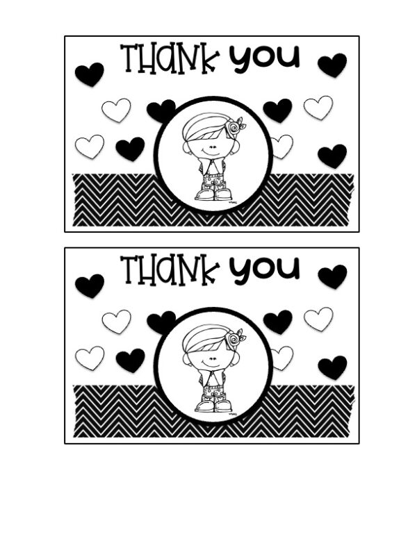 Valentine's Thank You Card Black and White 10