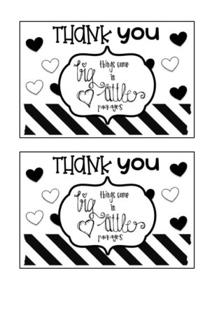 Valentine's Thank You Card Black and White 11