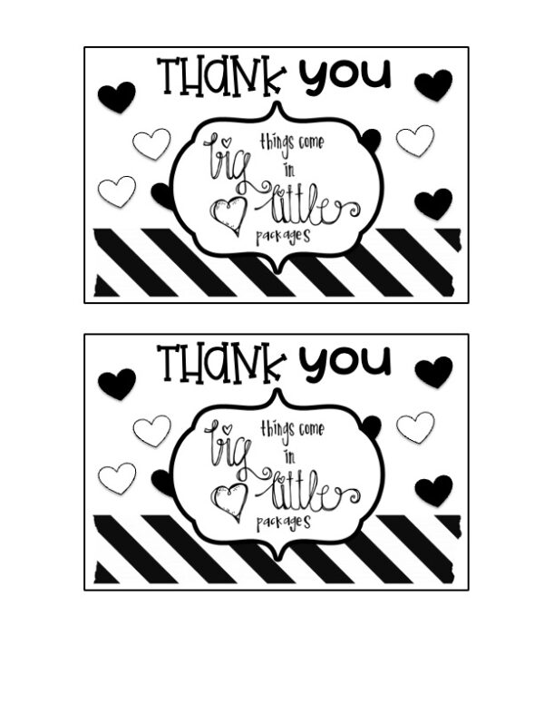 Valentine's Thank You Card Black and White 11