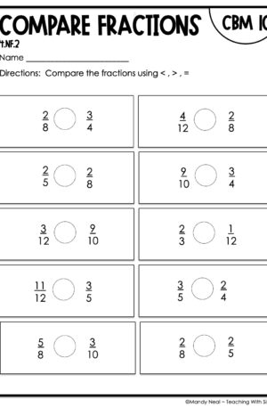 4th Grade Compare Fractions Intervention Assessment 10