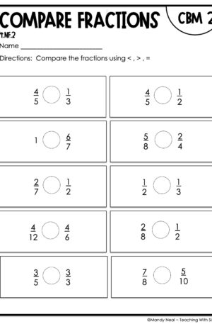 4th Grade Compare Fractions Intervention Assessment 2