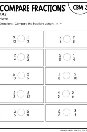 4th Grade Compare Fractions Intervention Assessment 3