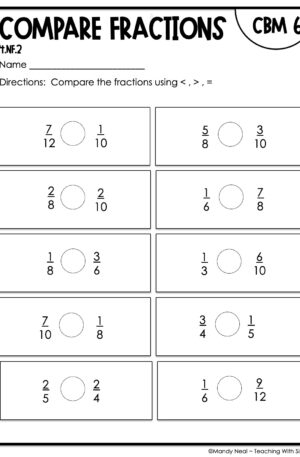 4th Grade Compare Fractions Intervention Assessment 6