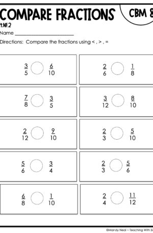 4th Grade Compare Fractions Intervention Assessment 8
