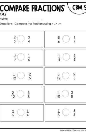 4th Grade Compare Fractions Intervention Assessment 9