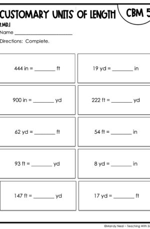 4th Grade Customary Units of Length Intervention Assessment 5