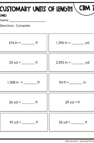 4th Grade Customary Units of Length Intervention Assessment 7