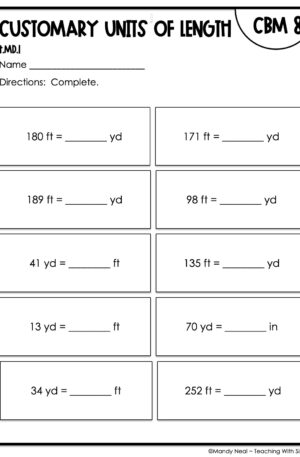 4th Grade Customary Units of Length Intervention Assessment 8
