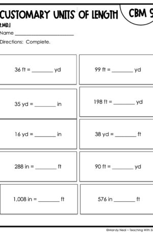 4th Grade Customary Units of Length Intervention Assessment 9