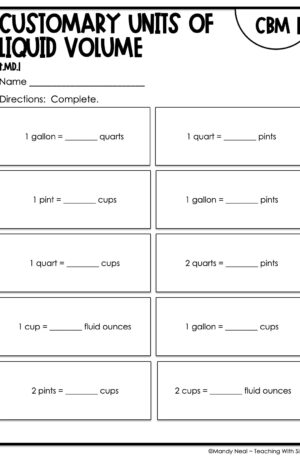 4th Grade Customary Units of Liquid Volume Intervention Assessment 1