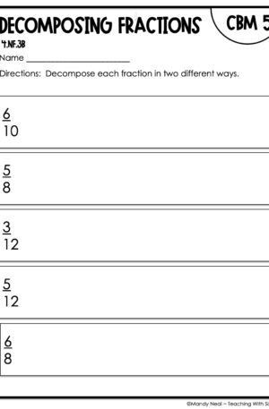 4th Grade Decomposing Fractions Intervention Assessment 5