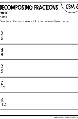 4th Grade Decomposing Fractions Intervention Assessment 6