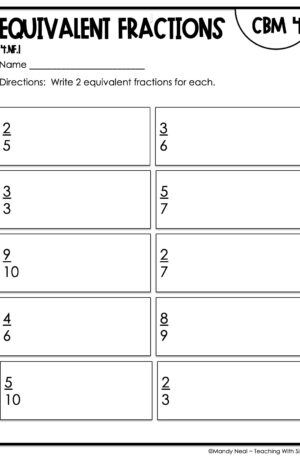 4th Grade Equivalent Fractions Intervention Assessment 4