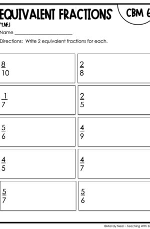 4th Grade Equivalent Fractions Intervention Assessment 6