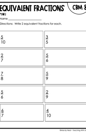 4th Grade Equivalent Fractions Intervention Assessment 8