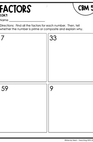 4th Grade Factors Intervention Assessment 5