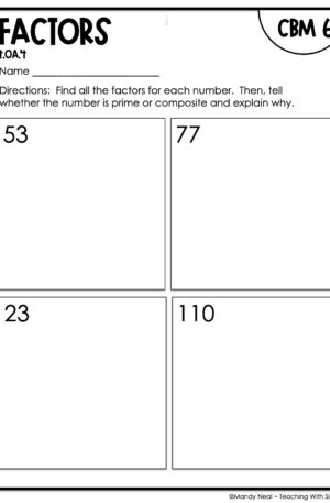 4th Grade Factors Intervention Assessment 6