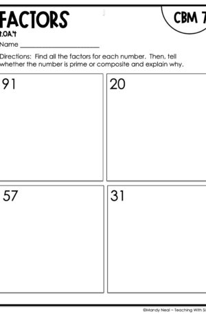 4th Grade Factors Intervention Assessment 7