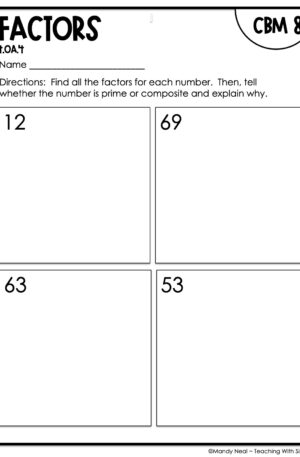 4th Grade Factors Intervention Assessment 8