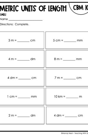 4th Grade Metric Units of Length Intervention Assessment 10