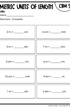 4th Grade Metric Units of Length Intervention Assessment 9