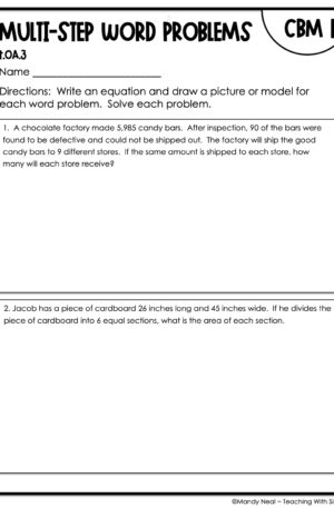 4th Grade Multi-Step Word Problems Intervention Assessment 1