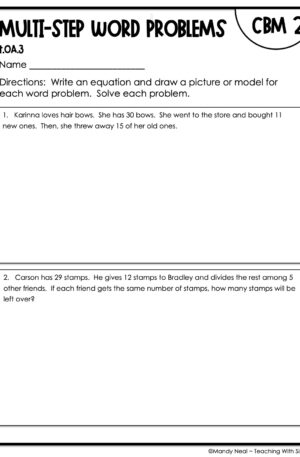 4th Grade Multi-Step Word Problems Intervention Assessment 2