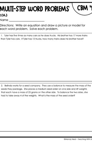 4th Grade Multi-Step Word Problems Intervention Assessment 4