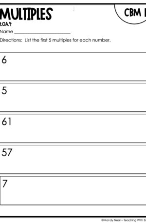 4th Grade Multiples Intervention Assessment 1