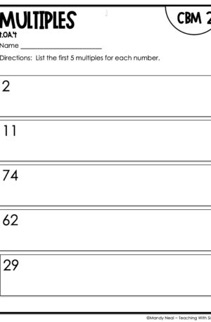 4th Grade Multiples Intervention Assessment 2