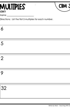 4th Grade Multiples Intervention Assessment 3
