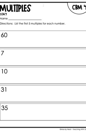 4th Grade Multiples Intervention Assessment 4
